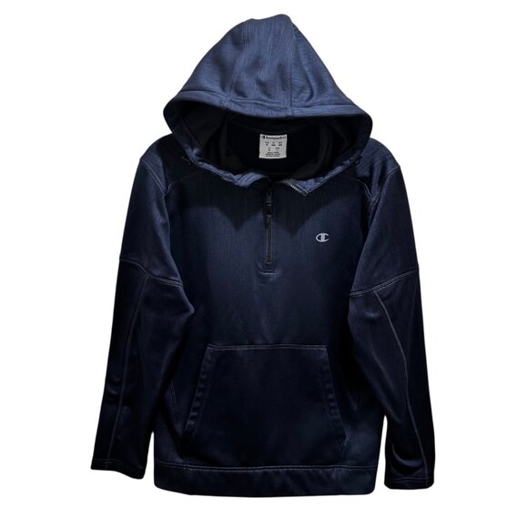 Champion Elite Mens Size M Dark Navy Blue Performance ‎ Polyester 1/4 Zip Hoodie - Picture 1 of 5